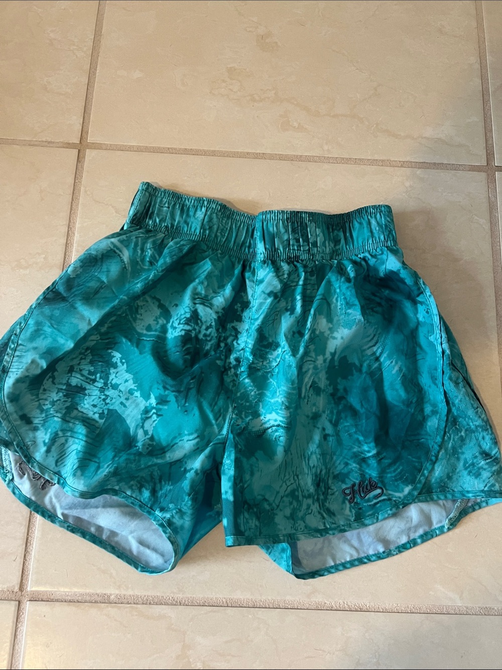 Huk Teal Marble Athletic Shorts